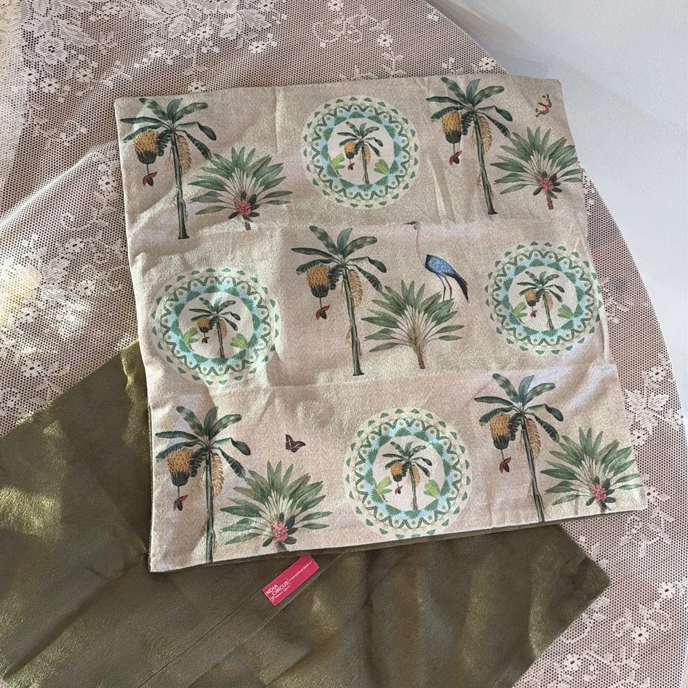 Krsnaa Mehta Tropical Palm Tree Crane Butterfly Botanical Chic Pillow Covers